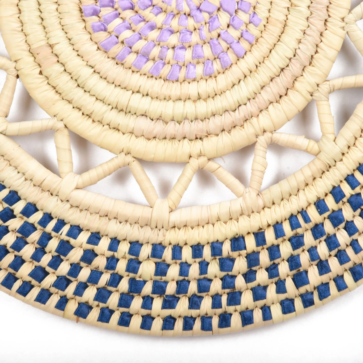 Persea Hasır Duvar Süsü_ Mavi mor_ 40 cm
