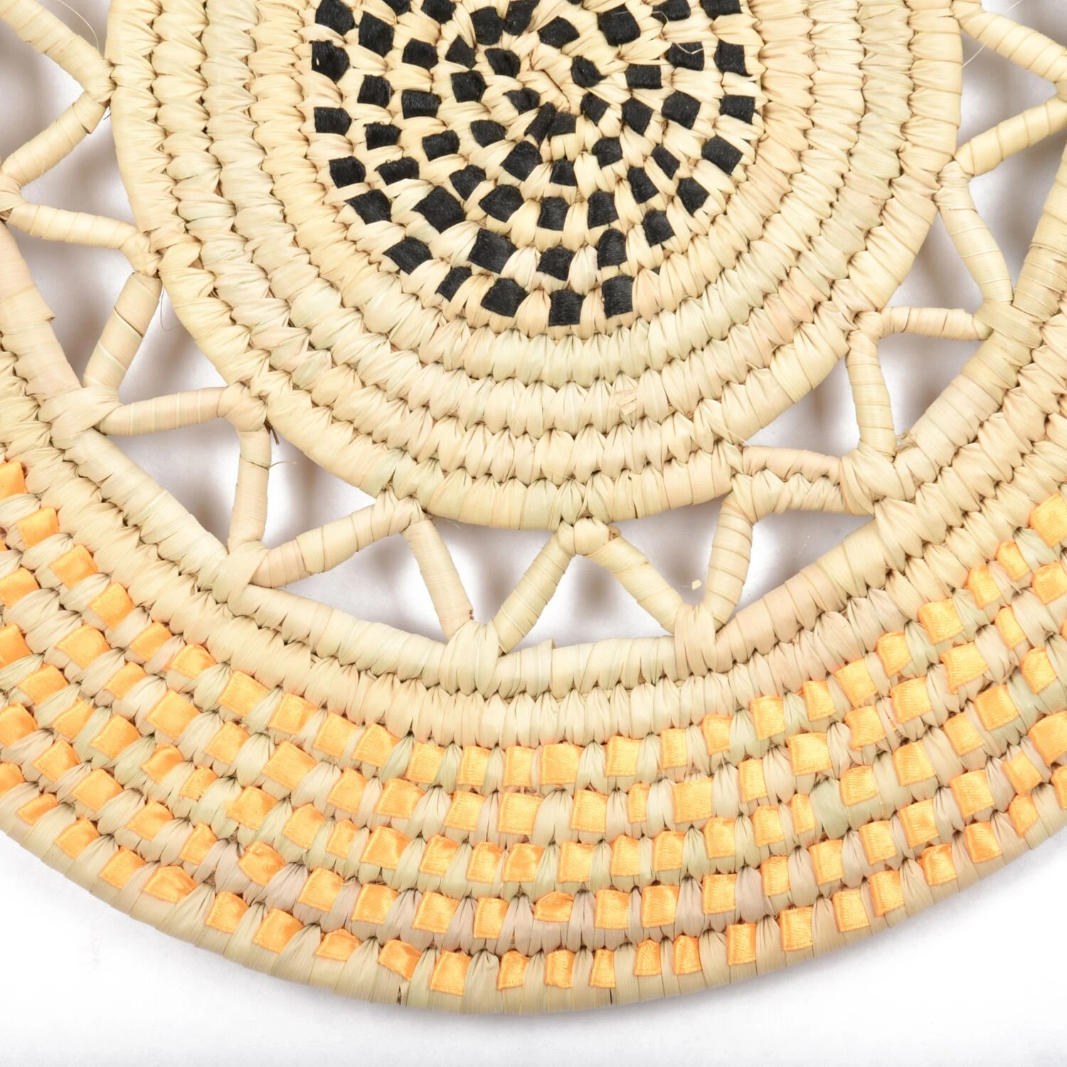 Persea Hasır Duvar Süsü_ siyah Sarı_ 40 cm