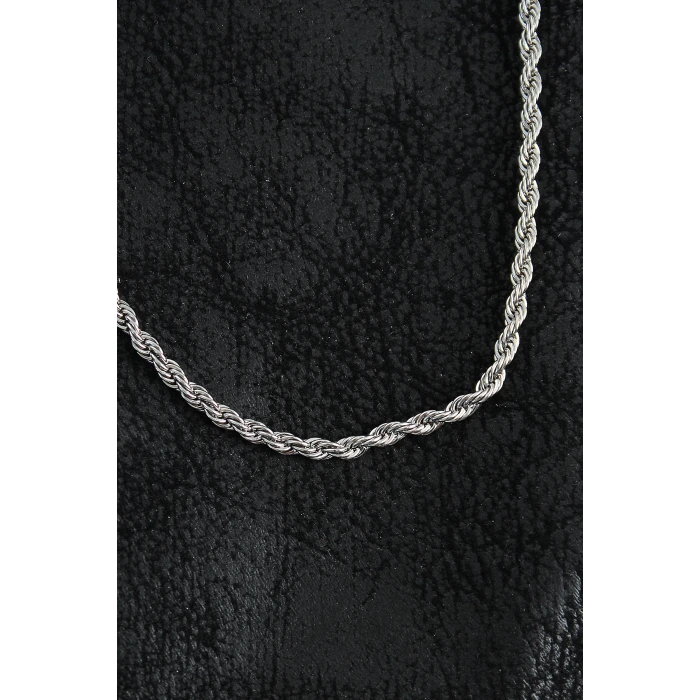 316L Çelik Burgu Zincir Model Gümüş Renk Erkek Kolye