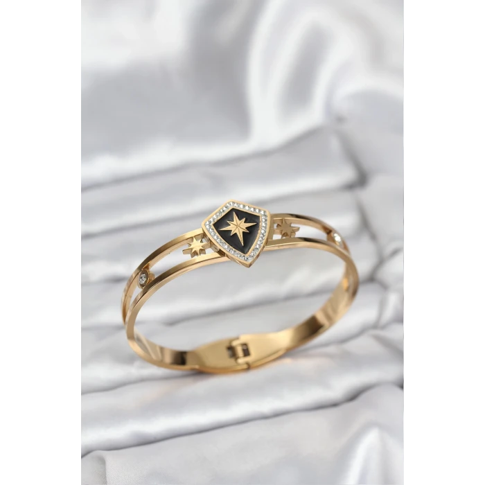 316L Çelik Gold Renk Kutup Yıldızı Kelepçe Bileklik