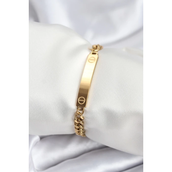 316L Çelik Gold Renk Yazı Yazmaya Uygun Kadın Bileklik