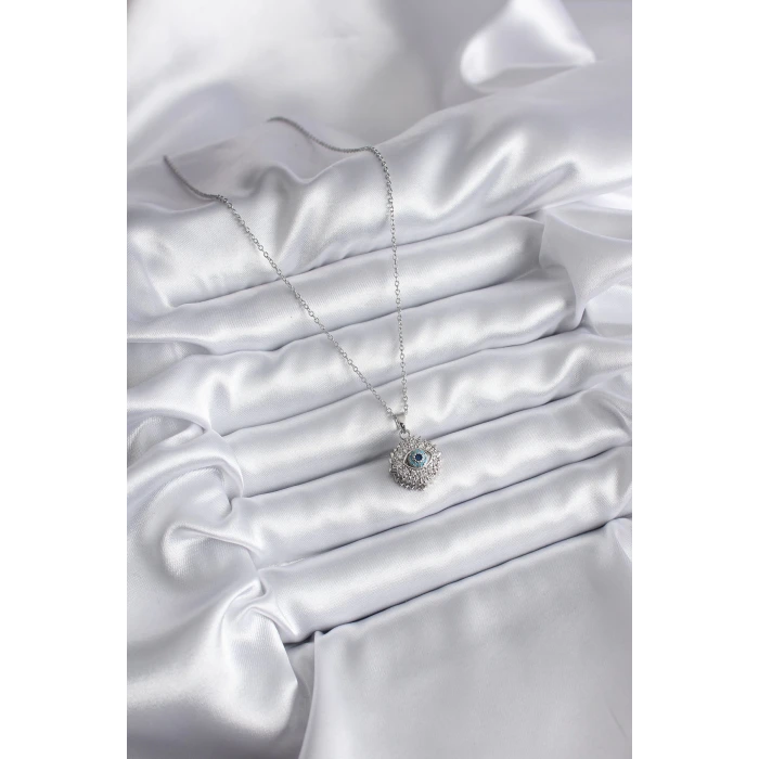 316L Çelik Gold Renk Zirkon Taşlı Göz Model Kadın Kolye