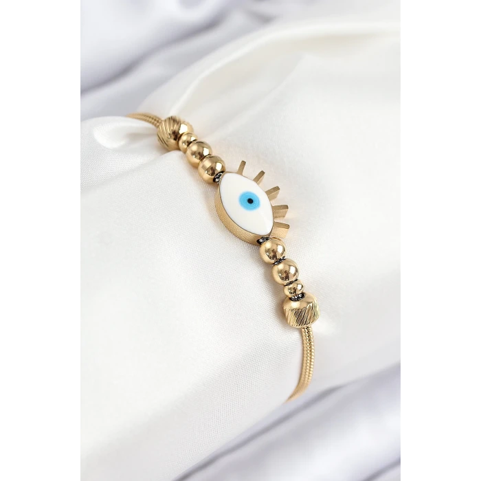 316L Çelik Göz Charm Model Gold Renk Kadın Bileklik