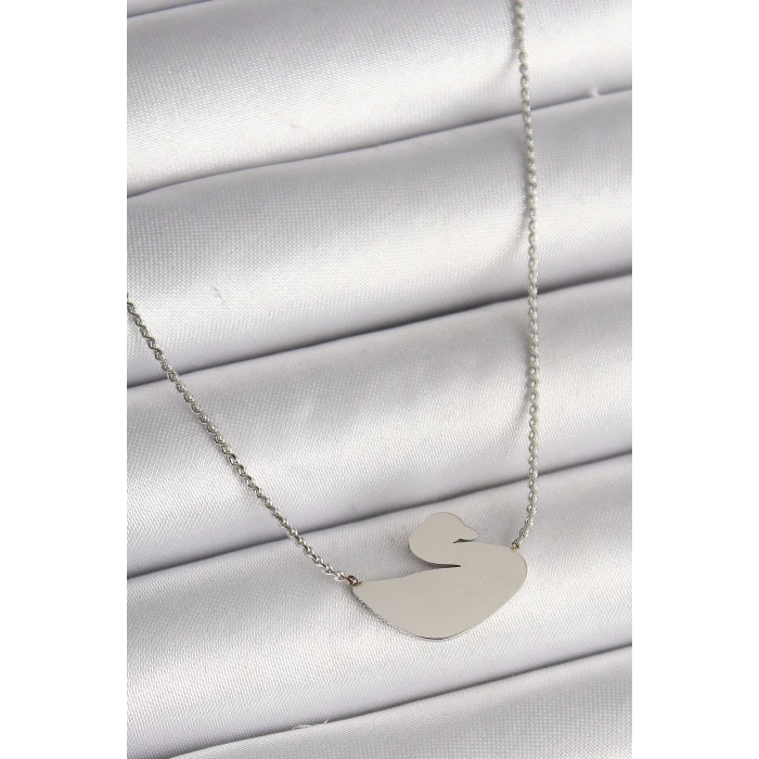 316L Çelik Gümüş Renk Zincir Kuğu Model Kadın Kolye