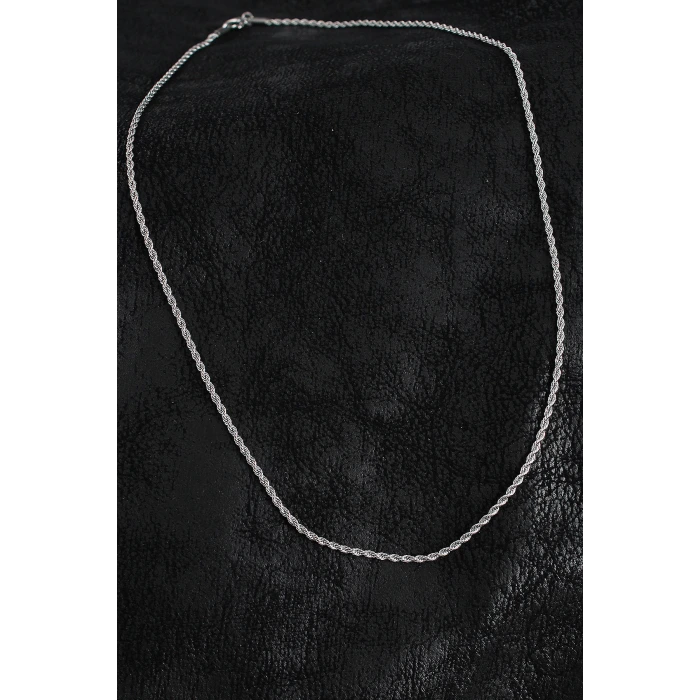 316L Çelik Halat Zincir Model Gümüş Renk Erkek Kolye