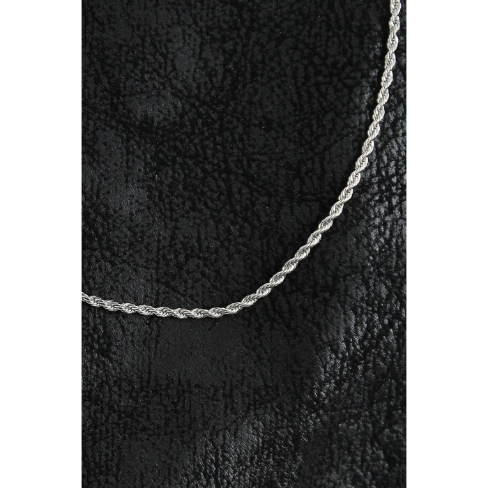 316L Çelik Halat Zincir Model Gümüş Renk Erkek Kolye