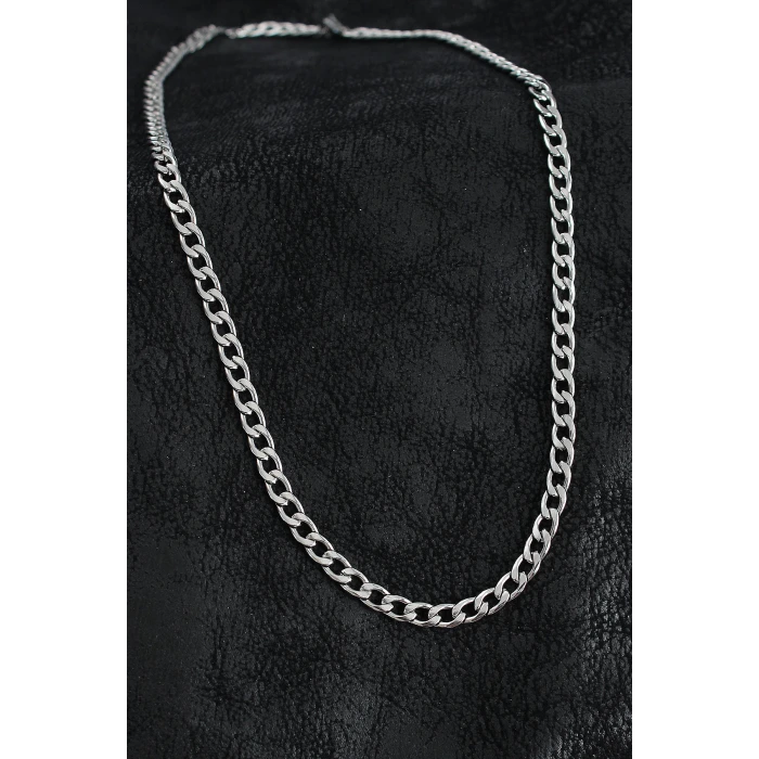 316L Çelik Kalın Klasik Zincir Model Gümüş Renk Erkek Kolye