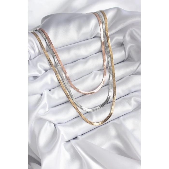 316L Çelik Mix Renk İtalyan Zincir Model Kadın Kolye