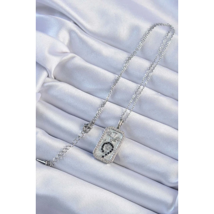 316L Çelik Zincir Gümüş Renk Zirkon Taşlı Minimal Papatya Figürlü Tarot Kolye