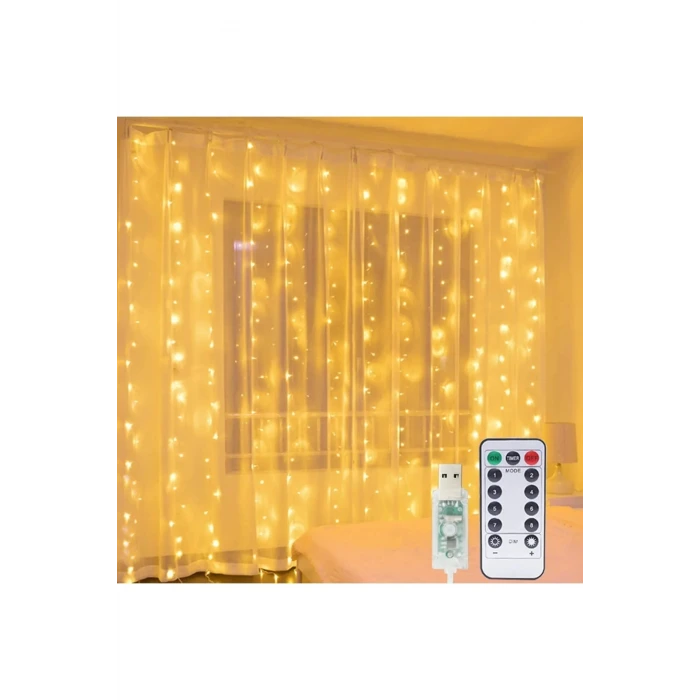 8 Fonksiyonlu Peri Perde Led Uzaktan Kumandalı Günışığı Perde Peri Led (3 Mt X 3 Mt)