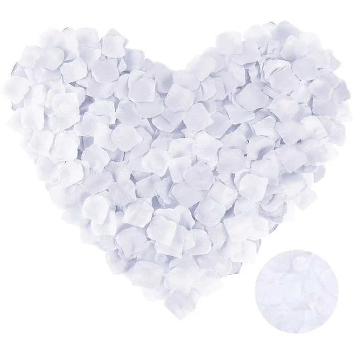 Beyaz Renk Gül Yaprağı Şekilli Konfeti 1 Paket 100 Adet