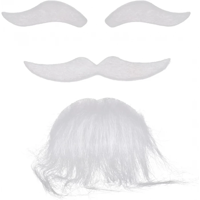 Beyaz Renk Kendinden Yapışkanlı Takma Sakal Bıyık Ve Kaş Seti