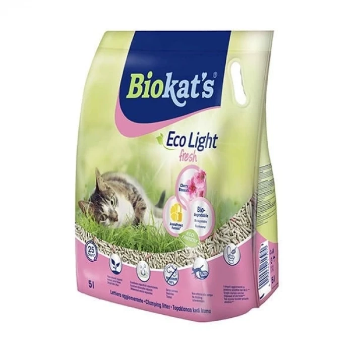 Biokats Eco Light Fresh Cherry Blossom Kiraz Çiceği Kokulu Pelet Kedi Kumu 5 Lt