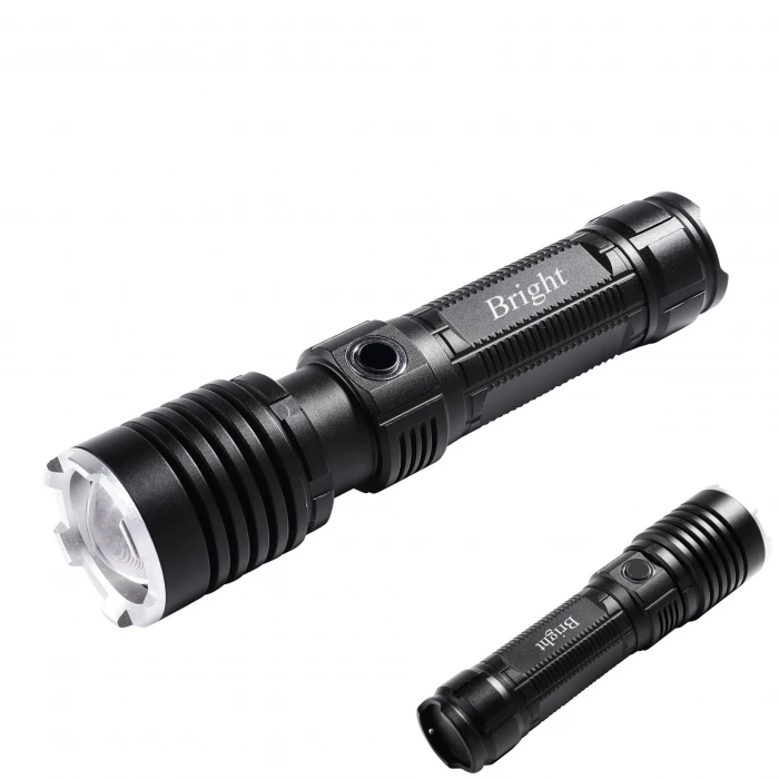 Bright Ght-5761 Xp90 Led 3 Mod Zoomlu Yağmur Suyu Geçirmez Şarjlı El Feneri 26650 Pilli