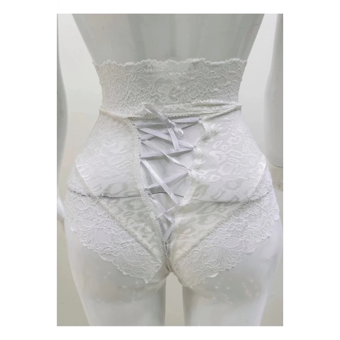 Ekru Dantelli Yüksek Bel Külot Venüs-k1012