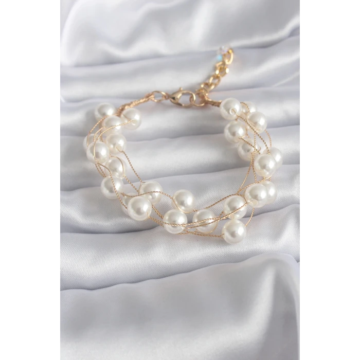 Gold Renk İnci Model Kadın Bileklik