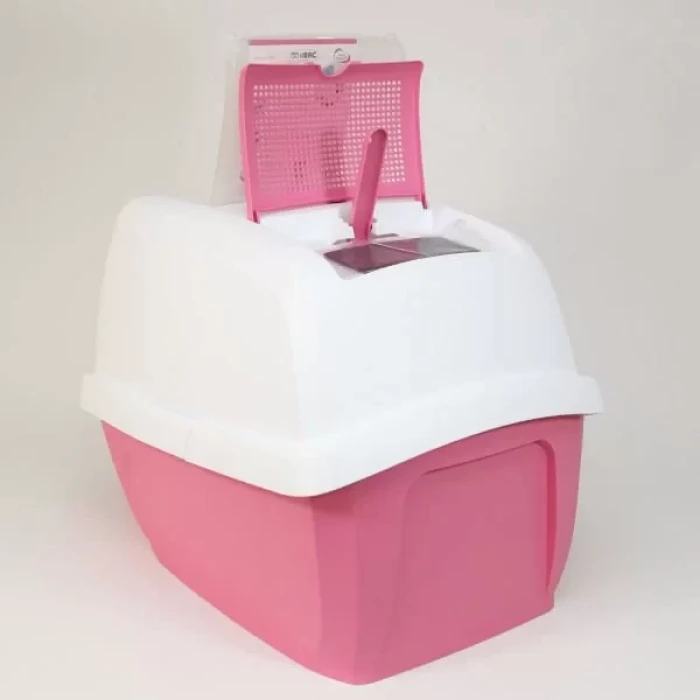 İmac Maddy Junior Üstü Açılır Kapalı Kedi Tuvaleti Pembe 57x43x41 Cm
