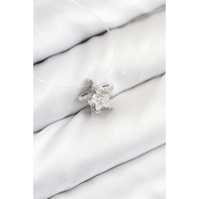 Misineli Yıldız Model Gümüş Renk Hayalet Kolye