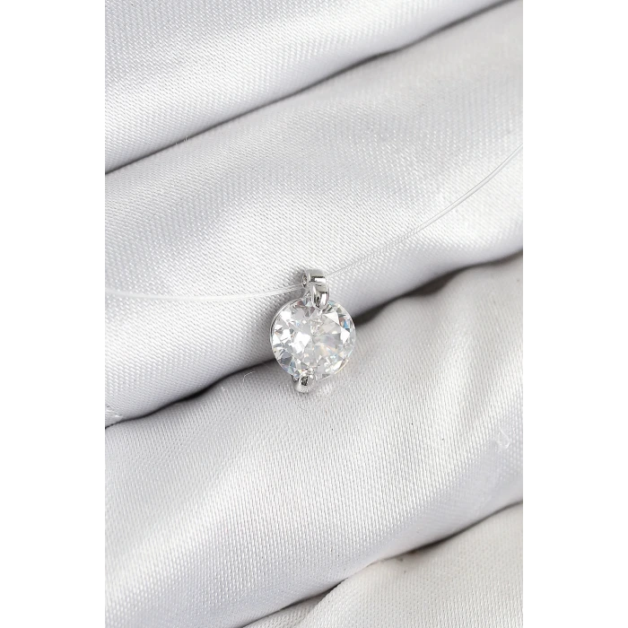 Misineli Zirkon Taşlı Model Gümüş Renk Hayalet Kolye