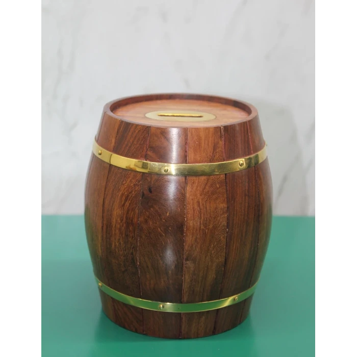 Pirinç Ahşap Fıçı Kumbara 1996