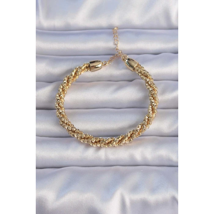 Pirinç Altın Renk Sarmal Model Bileklik