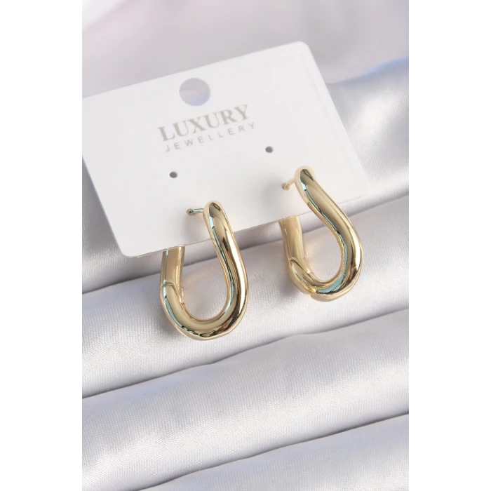 Pirinç Gold Renk Halka Model Kadın Küpe