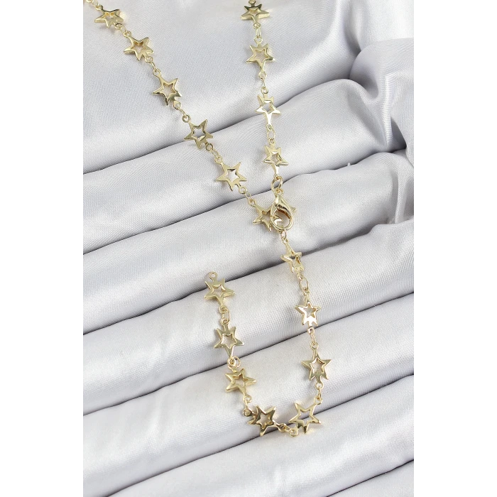 Pirinç Gold Renk Yıldızlı Kadın Y Kolye