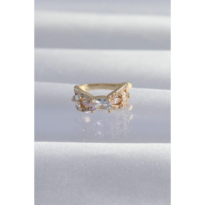 Pirinç Gold Renk Zirkon Taş Kaplama Earcuff Küpe