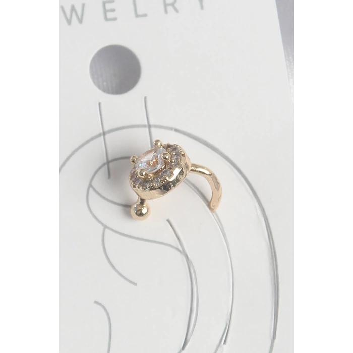 Pirinç Gold Renk Zirkon Taşlı Kadın Kıkırdak Küpe