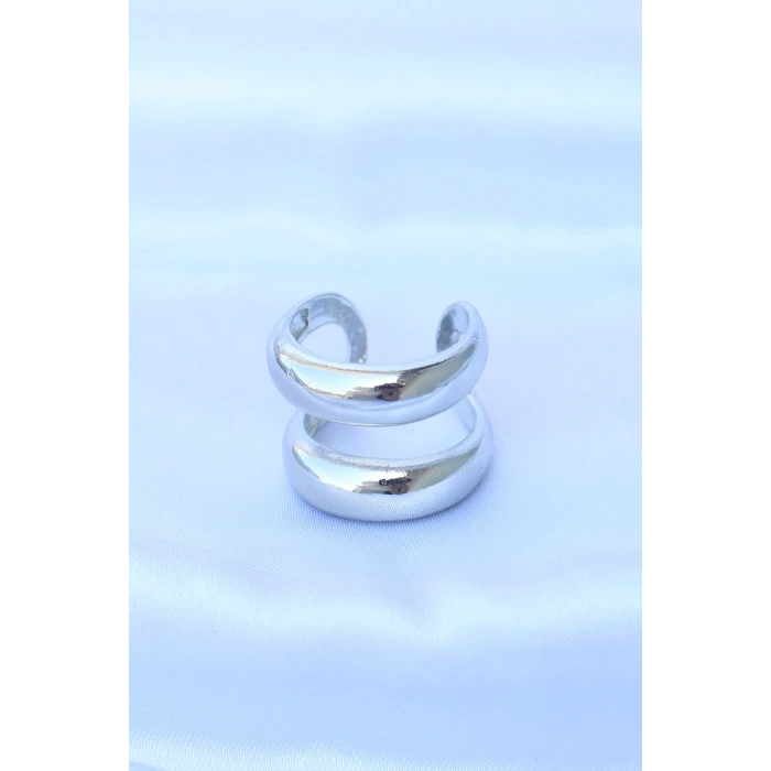 Pirinç Gümüş Renk Ayarlanabilir Şerit Yüzük