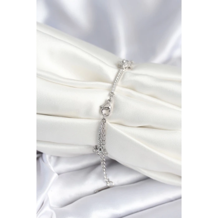 Pirinç Gümüş Renk Yıldız Model Kadın Bileklik