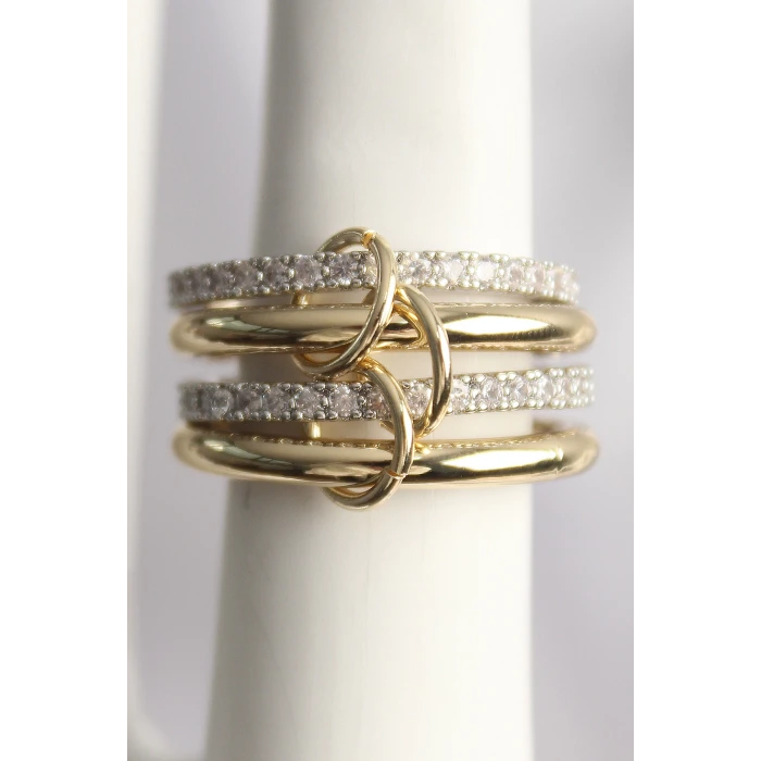 Pirinç Mix Renk Zirkon Taşlı 4Lü Kadın Yüzük