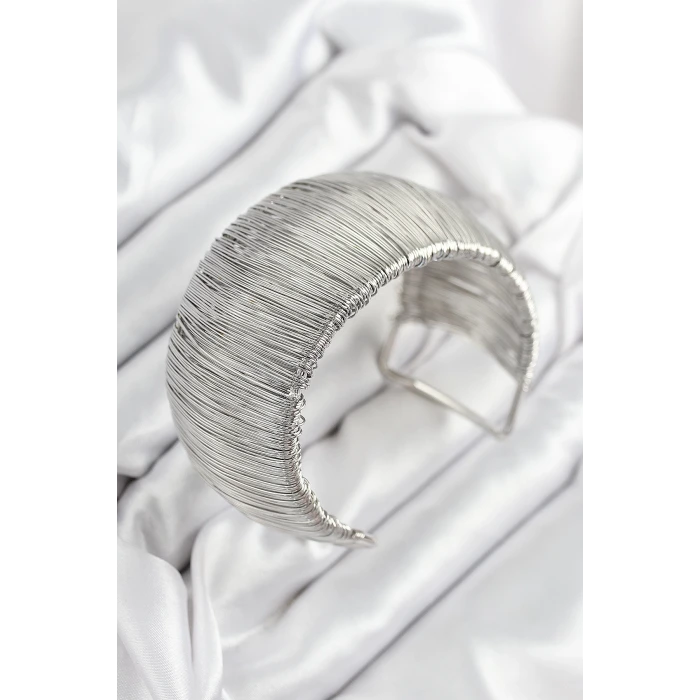 Pirinç Tel Sarma Model Gümüş Renk Kadın Bileklilk