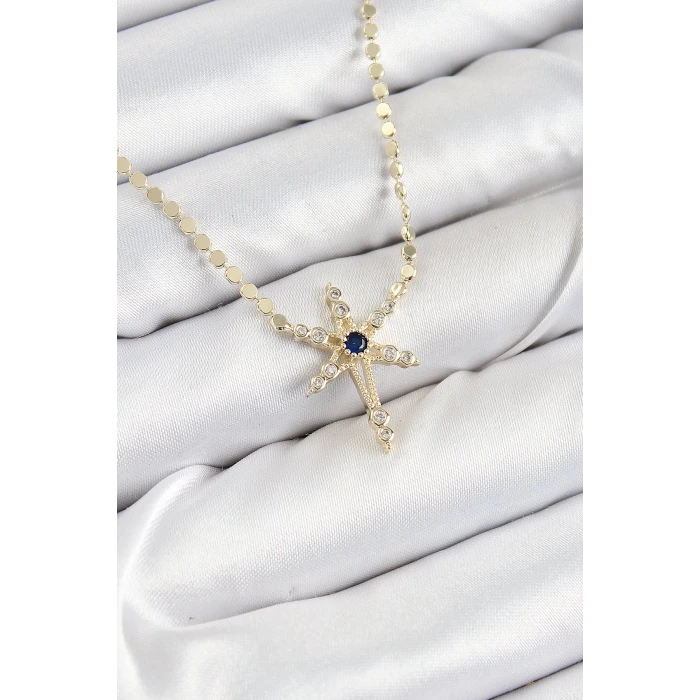 Pirinç Zirkon Taşlı Kutup Yıldızı Model Ezme Zincir Gold Renk Kadın Kolye