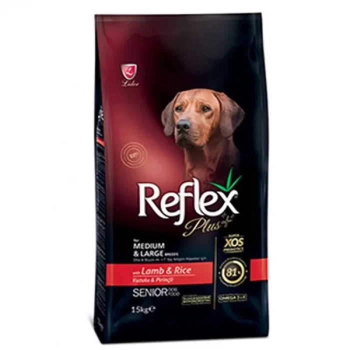 Reflex Plus Kuzulu Orta ve Büyük Irk Yaşlı Köpek Maması 15 Kg