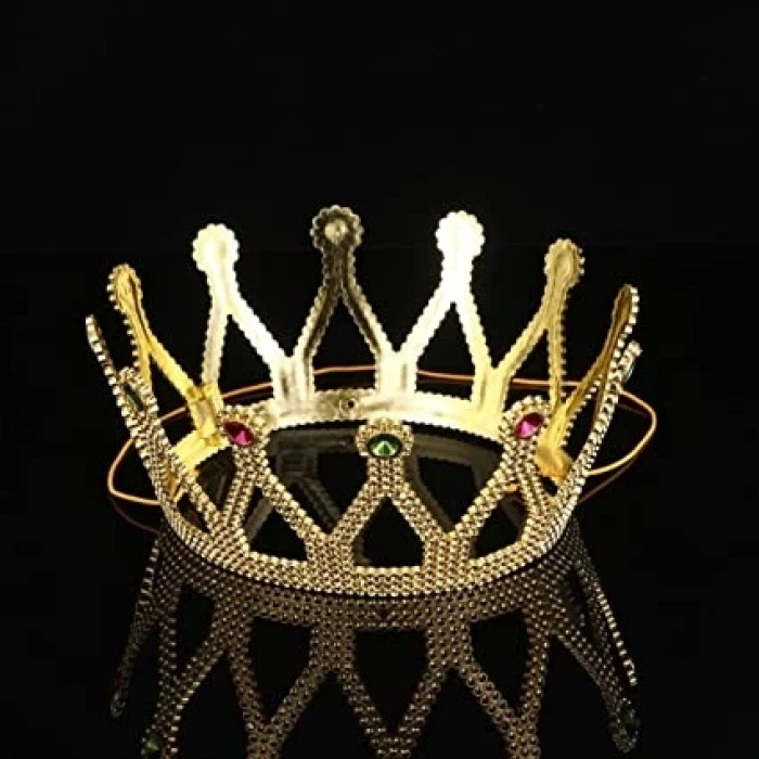 Rönesans Kostümlü Kraliyet Ortaçağ Altın Gold Kraliçe Prenses Tacı