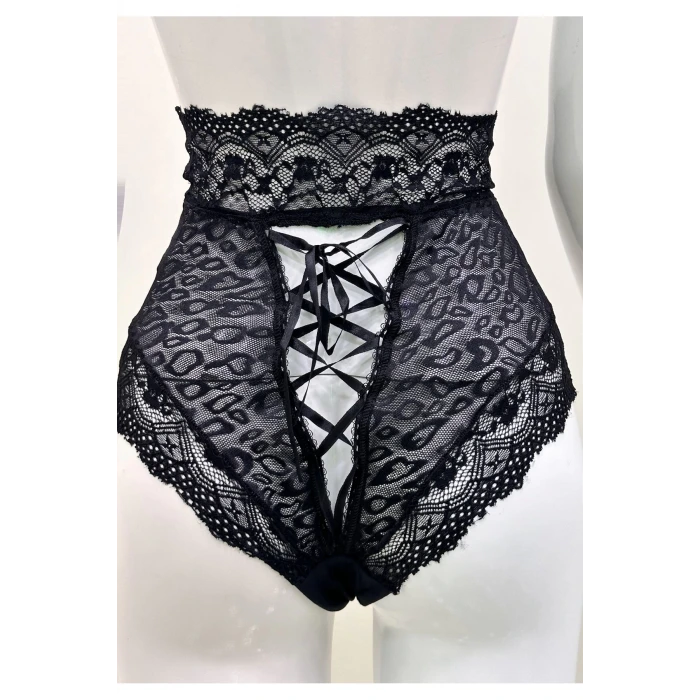 Siyah Dantelli Yüksek Bel Külot Venüs-k1013