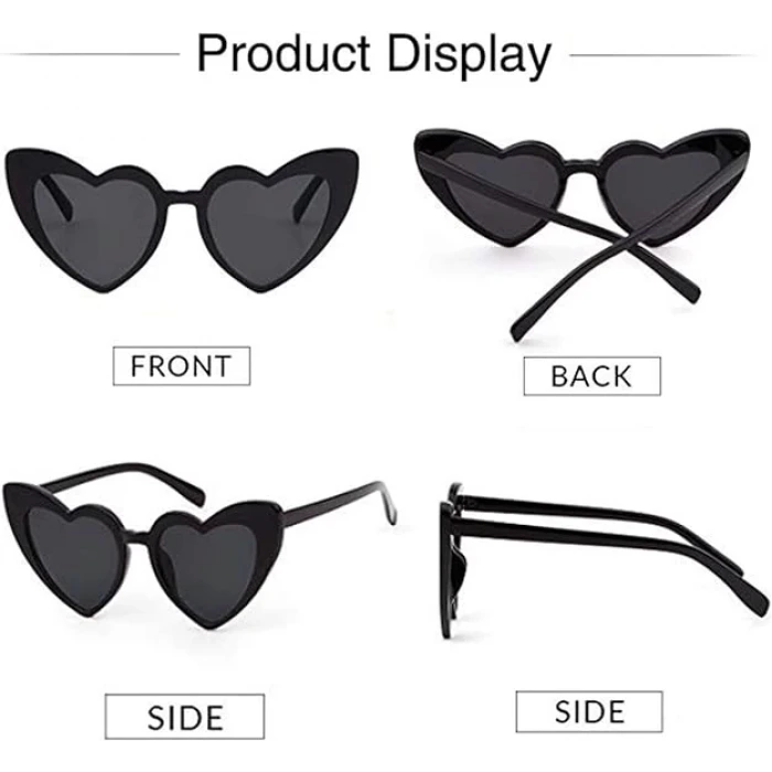 Siyah Renk Kalp Şekilli Parti Gözlüğü 15x5 Cm