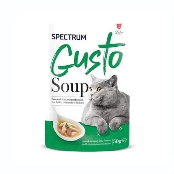Spectrum Gusto Soup Ton Balıklı Uskumrulu ve Brokolili  Kedi Çorbası 50 Gr