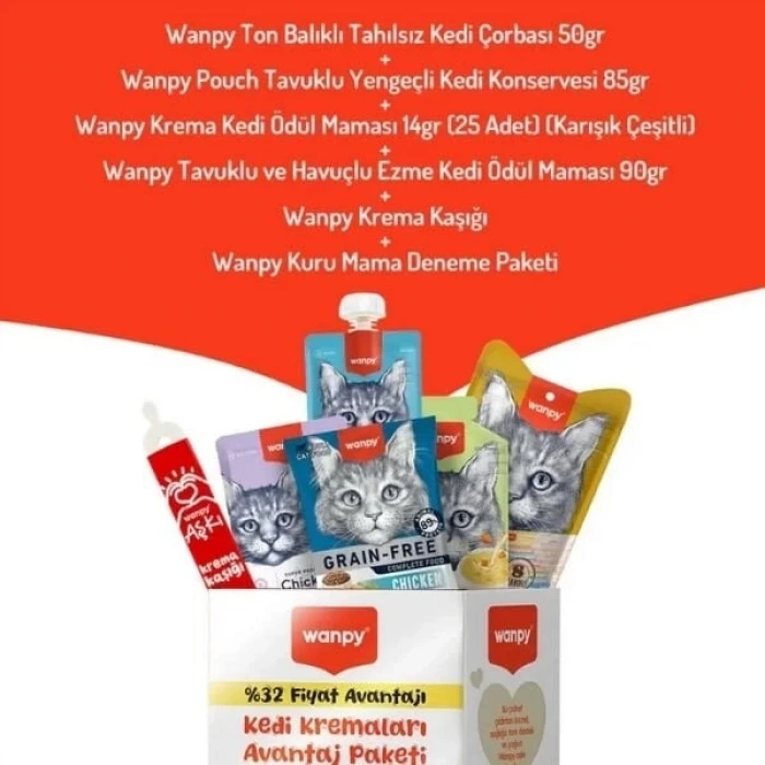 Wanpy Karışık Lezzetler Avantaj Paketi Sıvı Kedi Ödül Maması Karışık 5 Adet