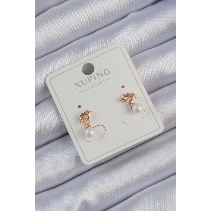 Xuping Rose Renk İnci Taşlı Düğüm Küpe