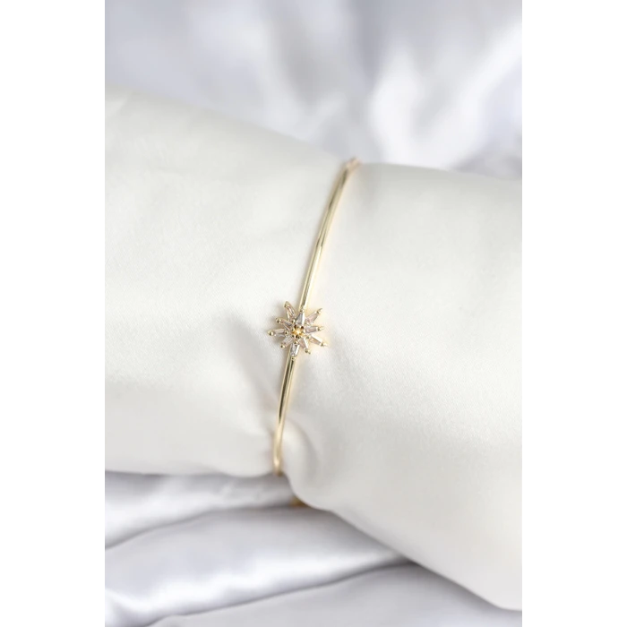 Yıldız Figürlü Gold Renk Pirinç Kadın Bileklik