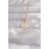 316L Çelik Gold Renk Beyaz Mineli Karışık Figürlü Tarot Kolye
