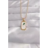 316L Çelik Gold Renk Beyaz Mineli Tarot Kolye