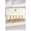 316L Çelik Gold Renk Kalp Model Kadın Küpe Seti