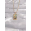 316L Çelik Gold Renk Karışık Mineli El Figür Tarot Kolye