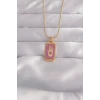 316L Çelik Gold Renk Mor Mineli El Figür Tarot Kolye