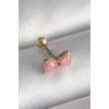 316L Çelik Gold Renk Pembe Fiyonk Model Tragus Piercing