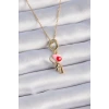 316L Çelik Gold Renk Renkli Kalp Figür Charm Model Kadın Kolye