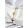 316L Çelik Gold Renk Siyah ve Zirkon Taşlı Baby Boy Yonca Kadın Bileklik